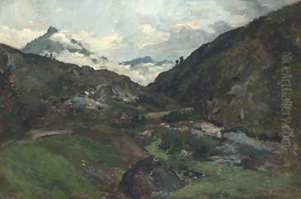 Paysage montagneux Oil Painting by Charles-Francois Daubigny