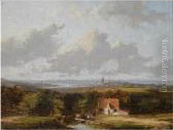 A Panoramic Landscape Oil Painting by Jan Evert Morel