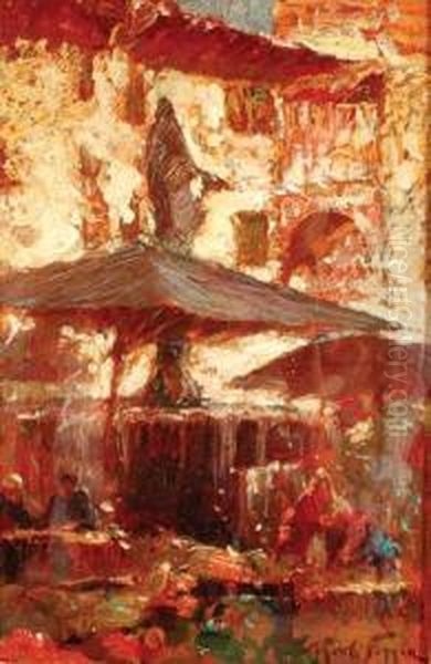 Mercato A
Piazza Delle Erbe A Verona Oil Painting by Mario Moretti Foggia