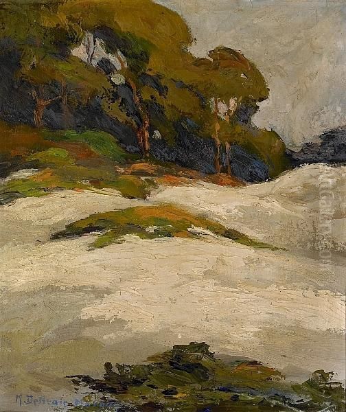 Dunes And Windswept Cypresses Along The Monterey Coast Oil Painting by Mary Deneale Morgan