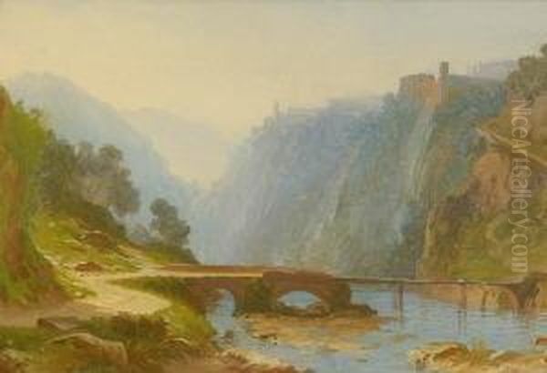Blick Auf Tivoli - In Den Sabiner
 Bergen. Oil Painting by Carl Morgenstern