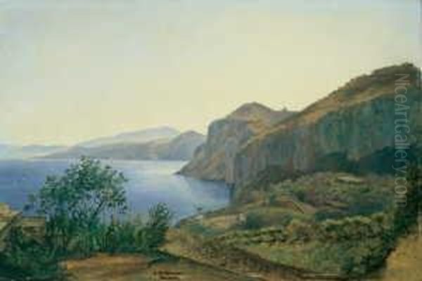 An Der Kuste Der Insel Capri. 
Unten Mitte Der Nachlasstempel. Ol Auf Karton. H 34; B 51 Cm. 
Provenienz: Aus Dem Nachlas Des Kunstlers; Galerie J.p. Schneider Jr., 
Frankfurt/main. Oil Painting by Carl Morgenstern