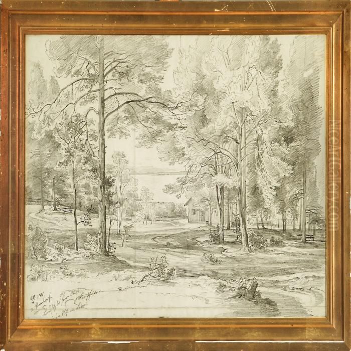 Overlooking A Lake Oil Painting by Christian Bernhard Morgenstern