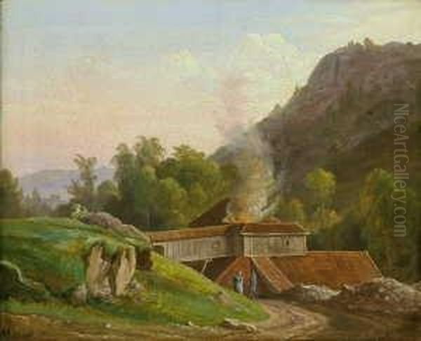 Das Eisenwerk Bei Baerum (bei
 Oslo).

 Monogrammiert Und Datiert Unten Links: Cm 1827.

 Ol Auf Oil Painting by Christian Bernhard Morgenstern