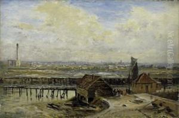 On The Bay Of Ostende. Signed 
Lower Left: F.e. Morgenstern Ostende. Oil On Canvas. 25 X 37,5cm. 
Framed. Oil Painting by Friedrich Ernst Morgenstern