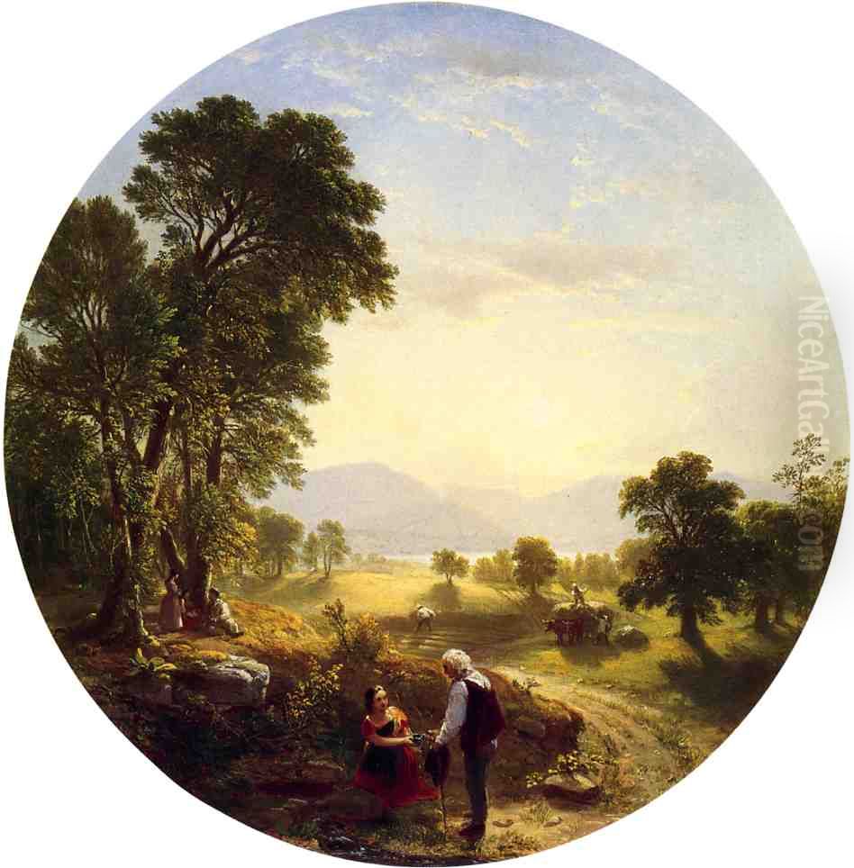 Hudson River Scene Oil Painting by Asher Brown Durand