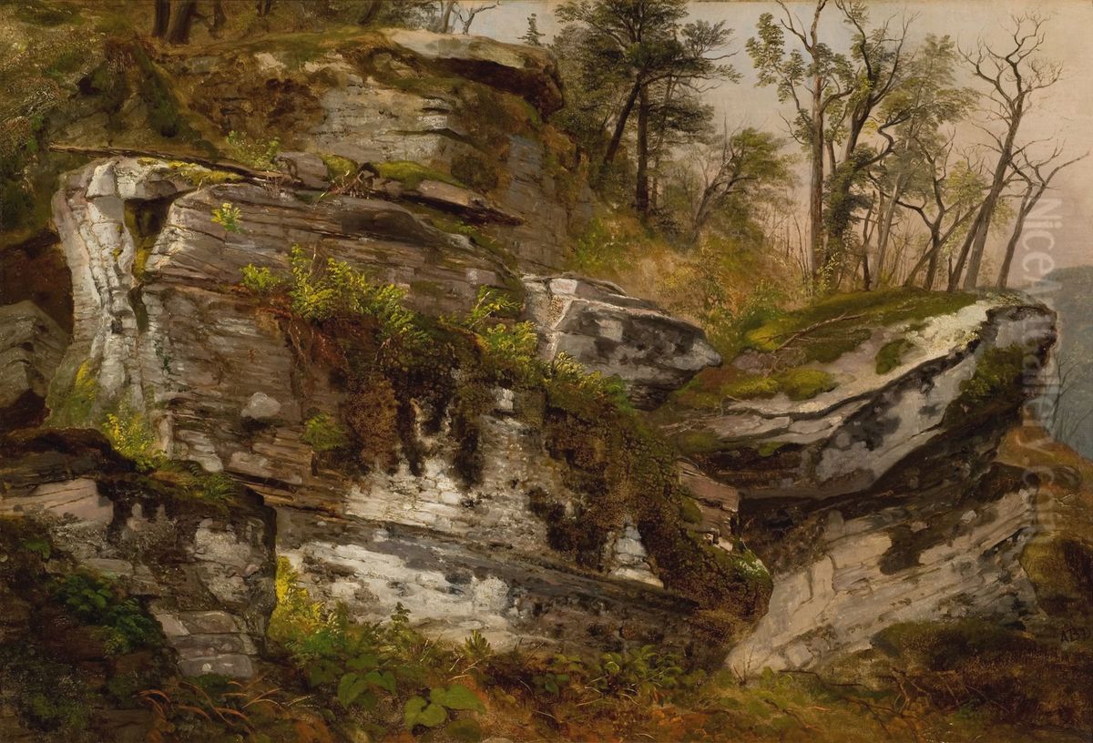 Rocky Cliff Oil Painting by Asher Brown Durand