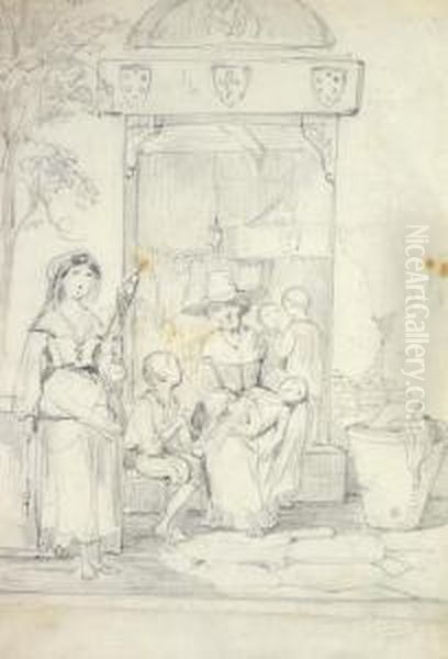 Le Popolane Oil Painting by Giuseppe Moricci