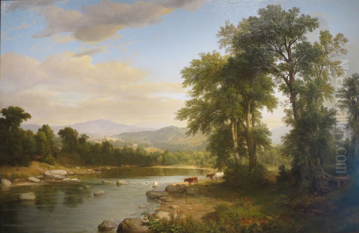 A River Landscape Oil Painting by Asher Brown Durand