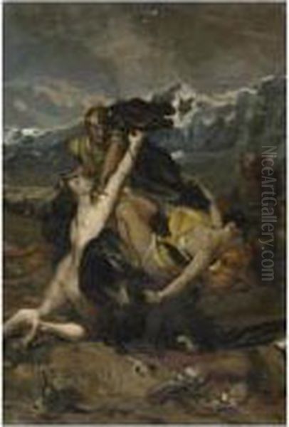 Episode De La Bataille D'eaux-sextiennes Oil Painting by Aime Morot