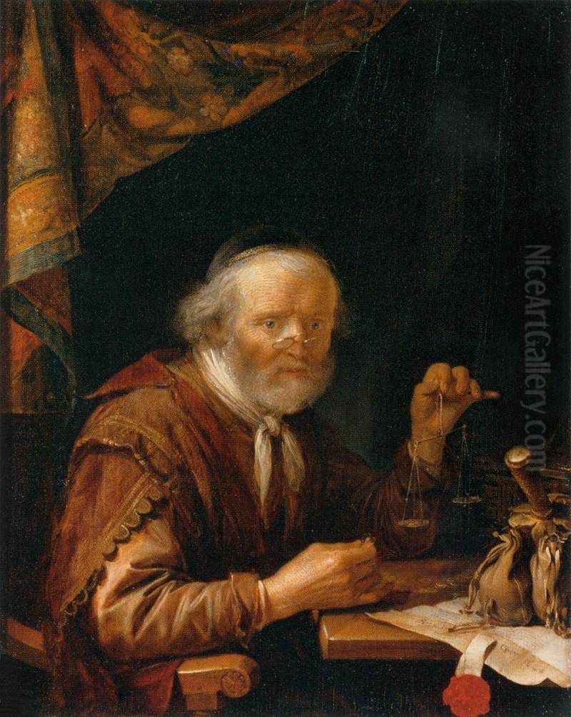 The Moneylender Oil Painting by Gerrit Dou