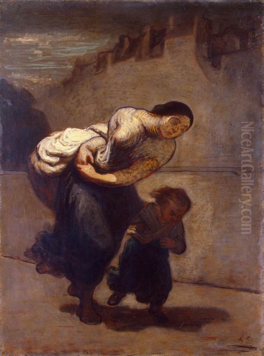 Burden Oil Painting by Honore Daumier