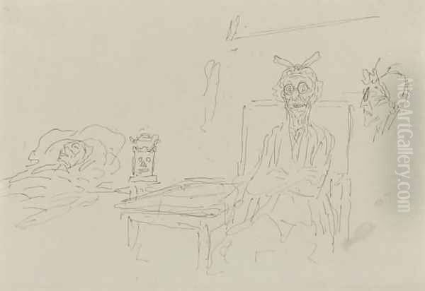 La garde malade (la veille) Oil Painting by Honore Daumier