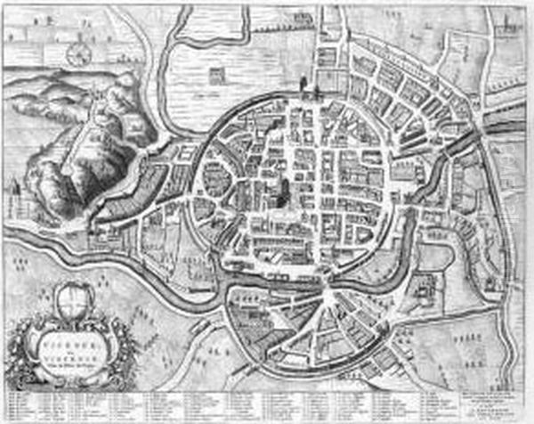 Belluno Ou Bellune. Verona. 
Trevigny Ou Tarvisi. Murano. Sale Du Grand Conseil De Venise. Oil Painting by Pierre (Pieter) Mortier