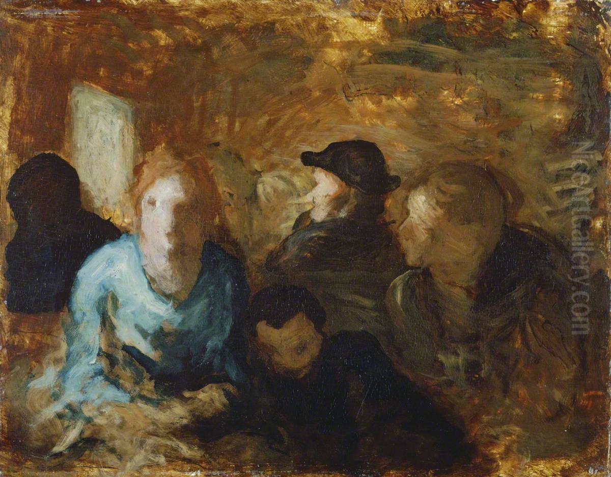 A Third Class Carriage Oil Painting by Honore Daumier