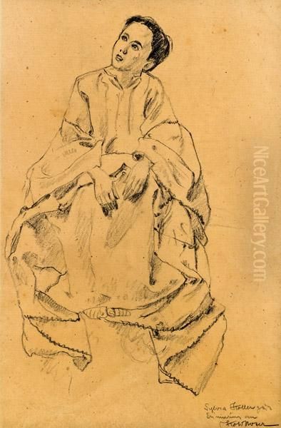 Silvia Koller (tochter Der Malerin Broncia Koller-pinell) Oil Painting by Kolo Moser