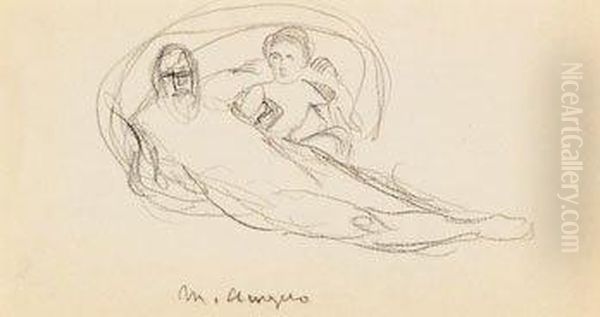 Studie Aus Skizzenbuch Oil Painting by Kolo Moser