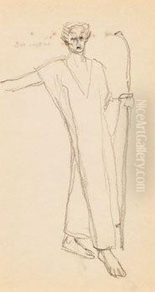 Studie Aus Skizzenbuch Oil Painting by Kolo Moser