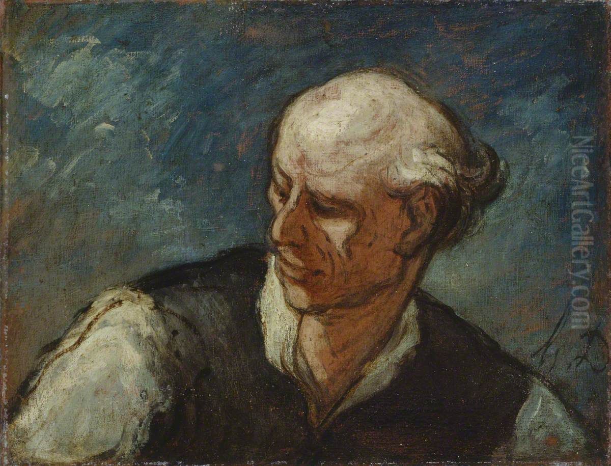 Head of a Man Oil Painting by Honore Daumier