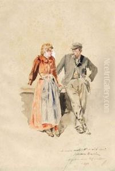 Scene Galante. Oil Painting by Alphonse Moutte