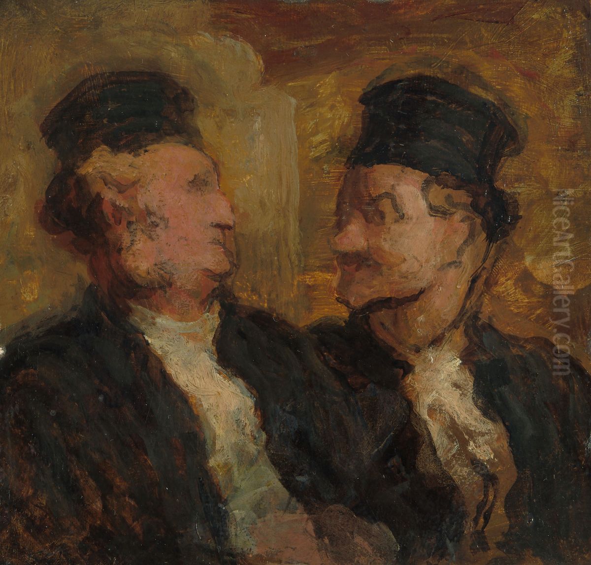 Two Lawyers Oil Painting by Honore Daumier