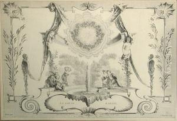 La Cause Badine, From Oeuvres 
Des Estampes Gravees D'apres Les Tableaux & Desseins De Feu Antoine 
Watteau Oil Painting by Jean Moyreau