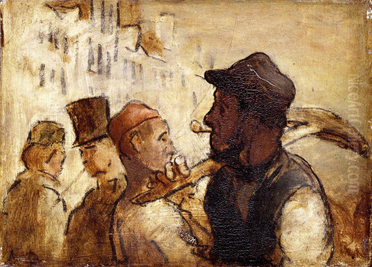 Workmen on the Street Oil Painting by Honore Daumier