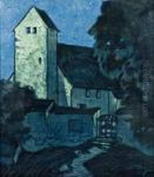 Kirchlein Bei Nacht Oil Painting by Oskar Mulley