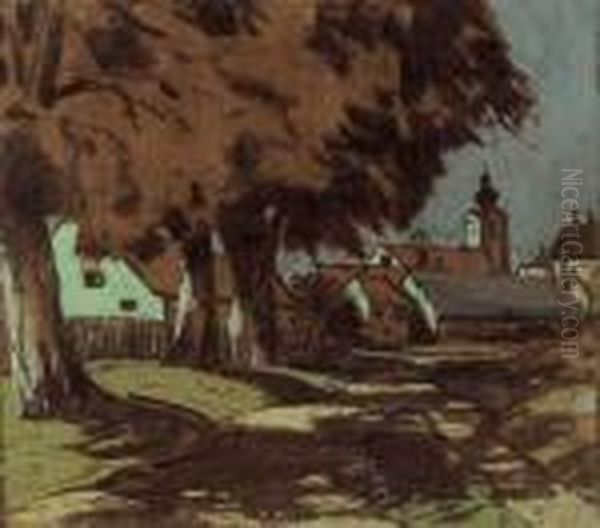 Dorfansicht Oil Painting by Oskar Mulley