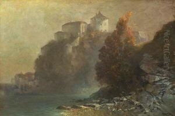 Blick Auf Die Festung
 Kufstein. Oil Painting by Oskar Mulley