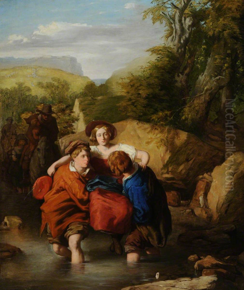 Crossing The Ford Oil Painting by William Mulready