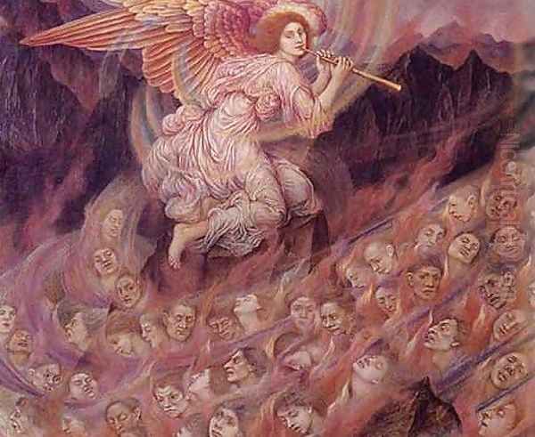 An Angel Piping to the Souls in Hell Oil Painting by Evelyn Pickering De Morgan
