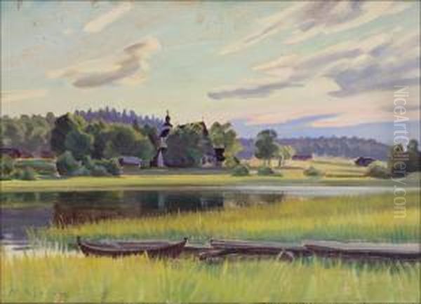 Kesa-ilta. Oil Painting by Ali Munsterhjelm