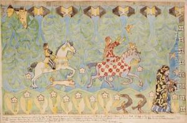 The Golden Birds 1895 Oil Painting by Gerhard Munthe