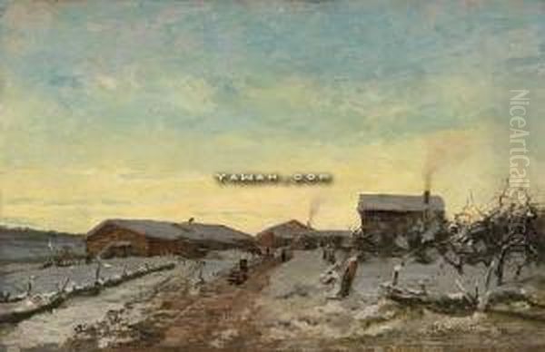 Et Tun I Vinter Oil Painting by Gerhard Munthe