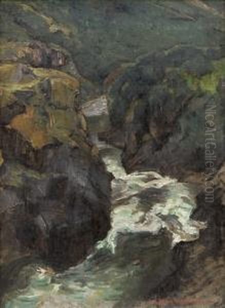 From The River Driva1895 Oil Painting by Gerhard Munthe