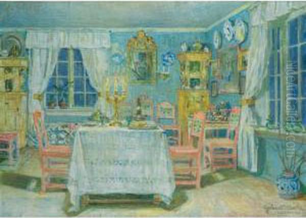 Kunstnerens Spisestue (the Artist's Dining Room) Oil Painting by Gerhard Munthe