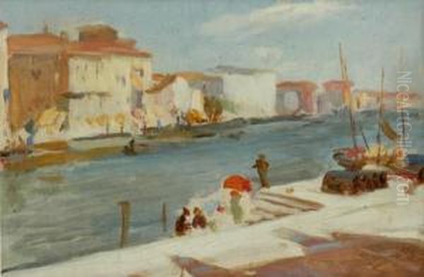 On The Canal Venice Oil Painting by Josephine Muntz-Adams