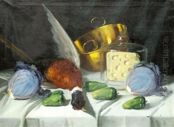 Csendelet Facannal Oil Painting by Vilmos Murin