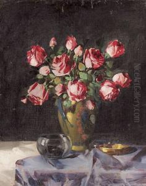 Viragcsendelet Oil Painting by Vilmos Murin