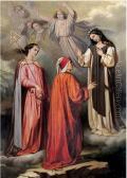 Scena Dal Paradiso Dantesco Oil Painting by Luigi Mussini