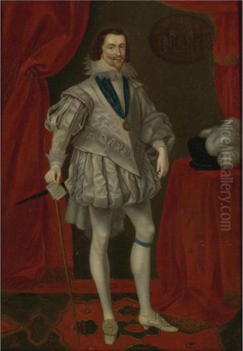 Portrait Of George Villiers, 1st Duke Of Buckingham Oil Painting by Daniel Mytens