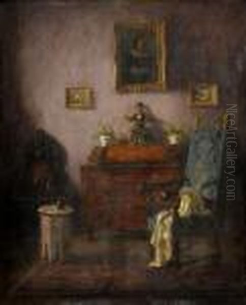 Mestiansky Interier Oil Painting by Vilmos Nagy