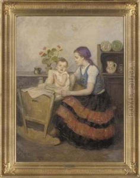 Bedtime Prayers Oil Painting by Vilmos Nagy