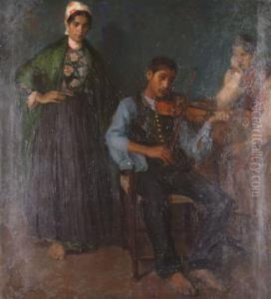 Ciganyzene Oil Painting by Vilmos Nagy