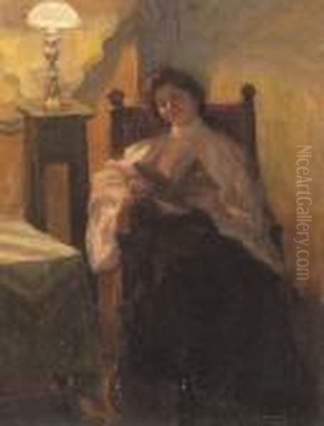 Lampafenynel Oil Painting by Vilmos Nagy