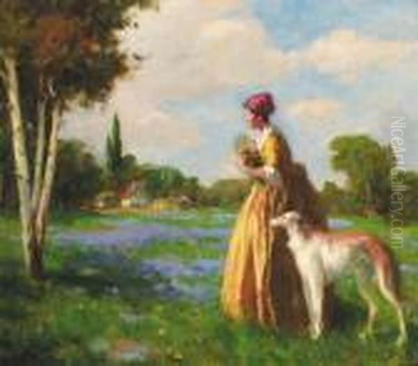 In The Meadow Oil Painting by Vilmos Nagy