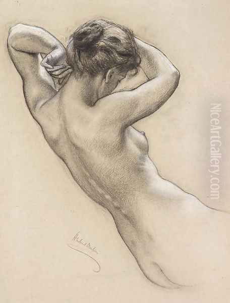 Study of Florrie Bird for a water nymph in 'Prospero Summoning Nymphs and Deities' Oil Painting by Herbert James Draper