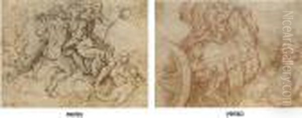 Diana And Endymion (?) In A 
Landscape With Putti And A Dog (recto); Horses Drawing A Chariot, A 
Bearded Figure In The Foreground (verso) Oil Painting by Giovan Battista Naldini