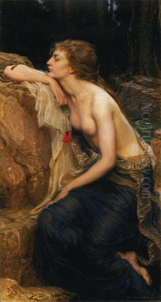 Lamia Oil Painting by Herbert James Draper